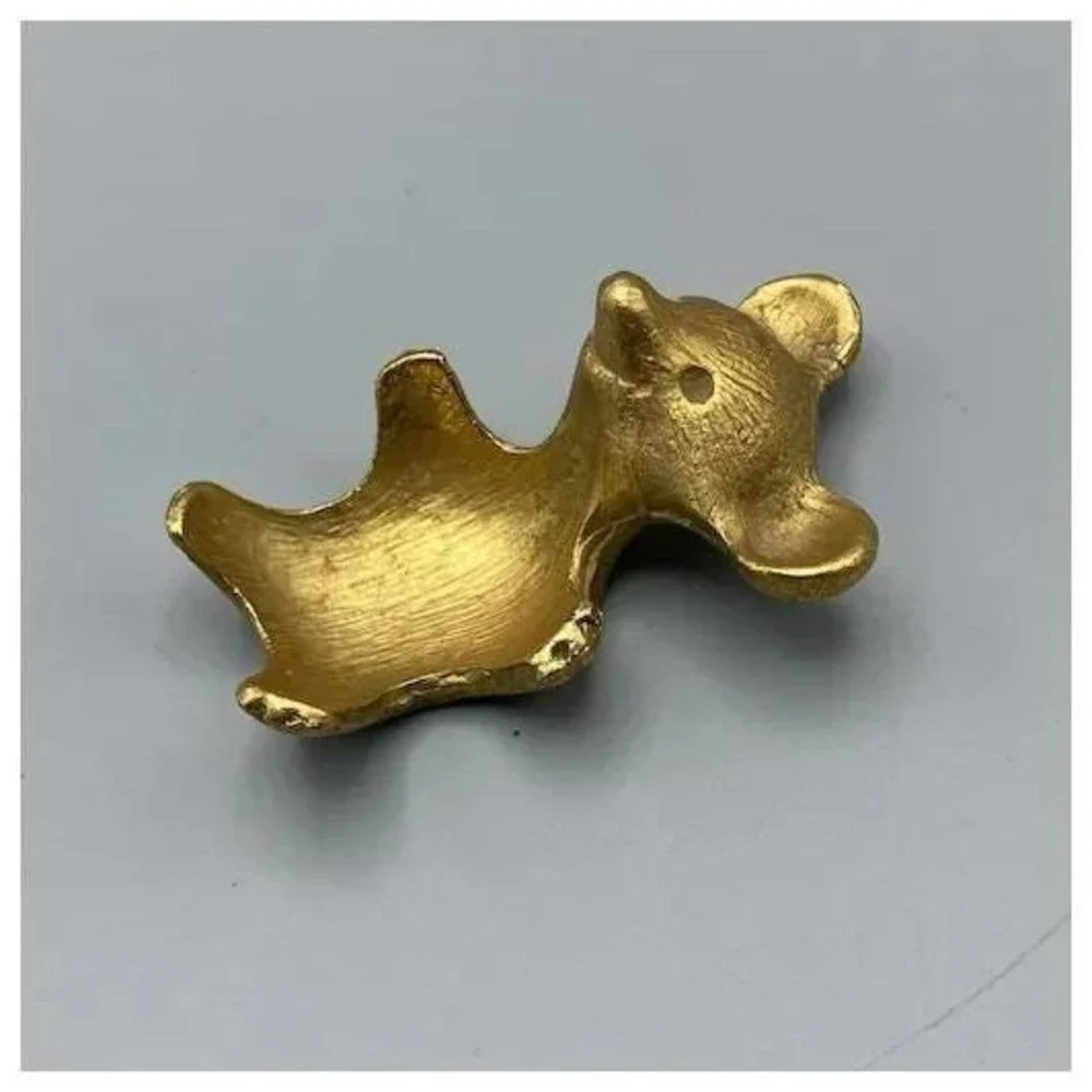 Vintage Teddy Bear‎ Gum Holder Parker Gold Tone Cast Metal 3in